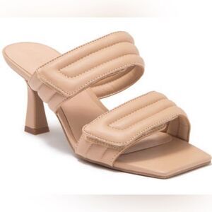 Abound Sandals Womens Size‎ 6 Qarly Heeled Tan Square Toe Slip On Heels